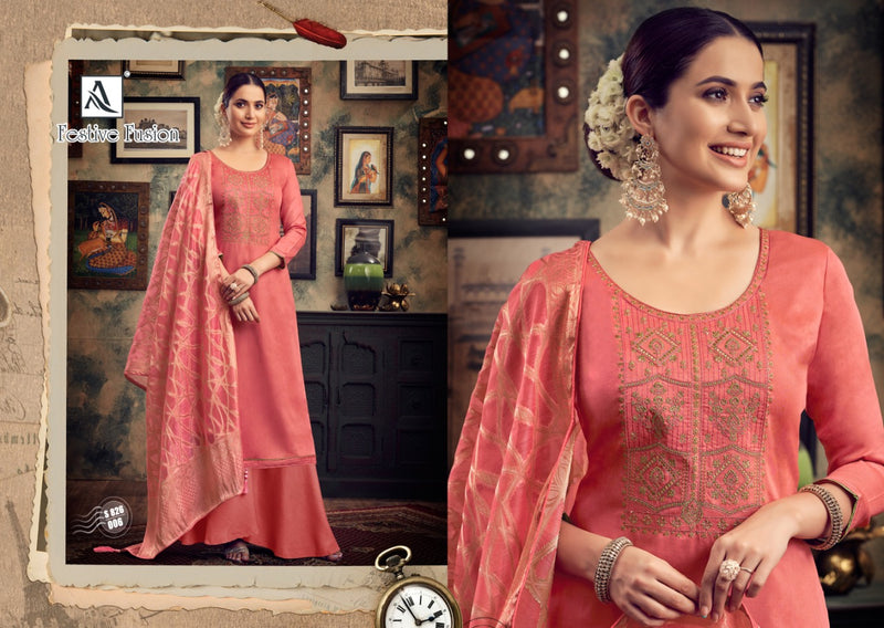 Alok Suits Festive Fusion Pure Jam Emboridary Work Salwar Suits