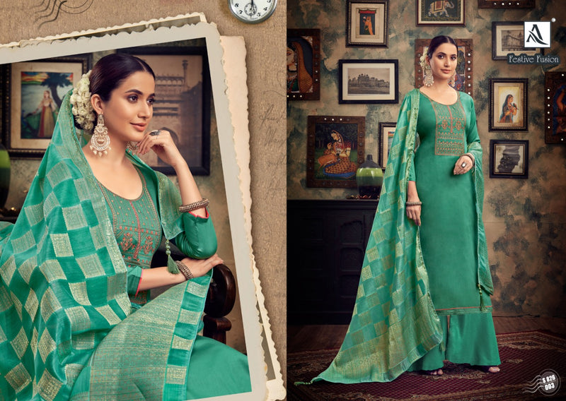 Alok Suits Festive Fusion Pure Jam Emboridary Work Salwar Suits