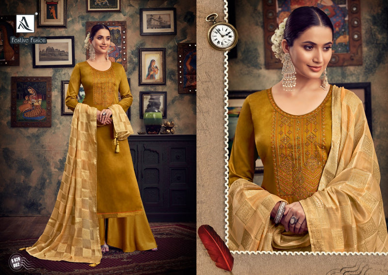 Alok Suits Festive Fusion Pure Jam Emboridary Work Salwar Suits