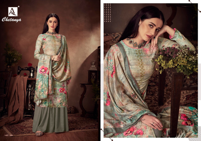 Alok Suit Chetanya Pure Wool Pasmina Digital Print Diginer Dimond Work Salwar Kameez