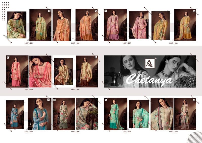Alok Suit Chetanya Pure Wool Pasmina Digital Print Diginer Dimond Work Salwar Kameez