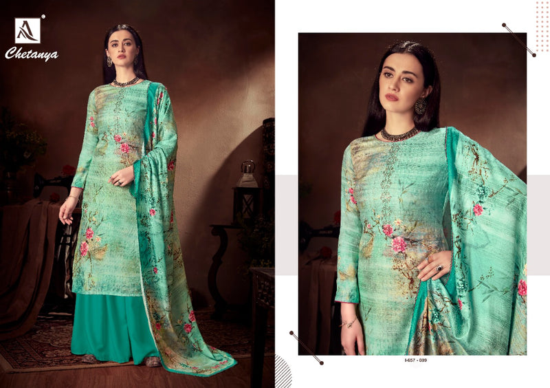 Alok Suit Chetanya Pure Wool Pasmina Digital Print Diginer Dimond Work Salwar Kameez