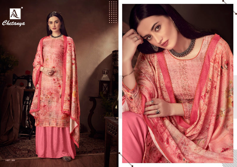 Alok Suit Chetanya Pure Wool Pasmina Digital Print Diginer Dimond Work Salwar Kameez