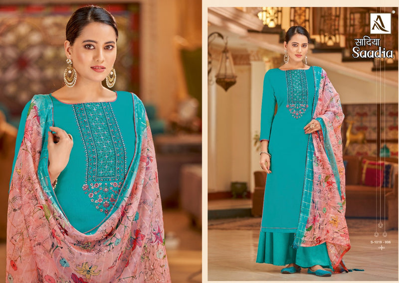 Alok Suit Sadiaa Jam Cotton Embroidery Work Stylish Designer Party Wear salwar Suit
