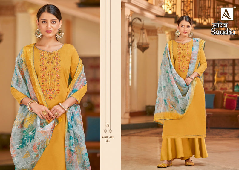 Alok Suit Sadiaa Jam Cotton Embroidery Work Stylish Designer Party Wear salwar Suit