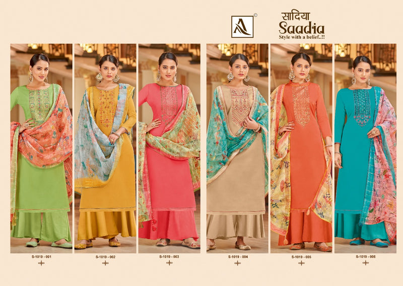 Alok Suit Sadiaa Jam Cotton Embroidery Work Stylish Designer Party Wear salwar Suit