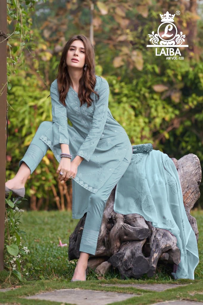 Laiba Am Vol 128 Georgette With Embroidery Work Stylish Designer Fancy Kurti