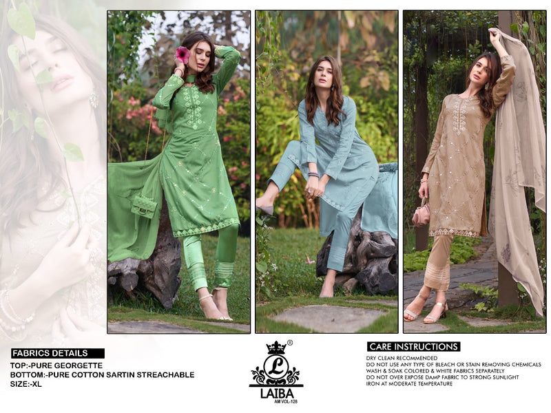 Laiba Am Vol 128 Georgette With Embroidery Work Stylish Designer Fancy Kurti