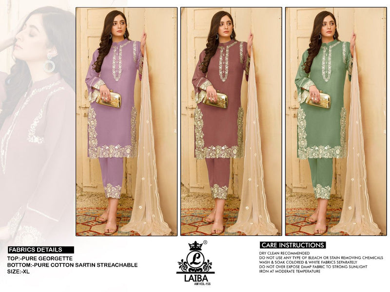 Laiba Am Vol 156 Georgette With Heavy Embroidery Work Stylish Designer Festive Wear Fancy Kurti