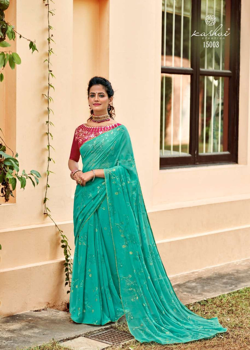 Kashvi Creation Amaira Fancy Party Wear Stylish Sarees With Gold Print