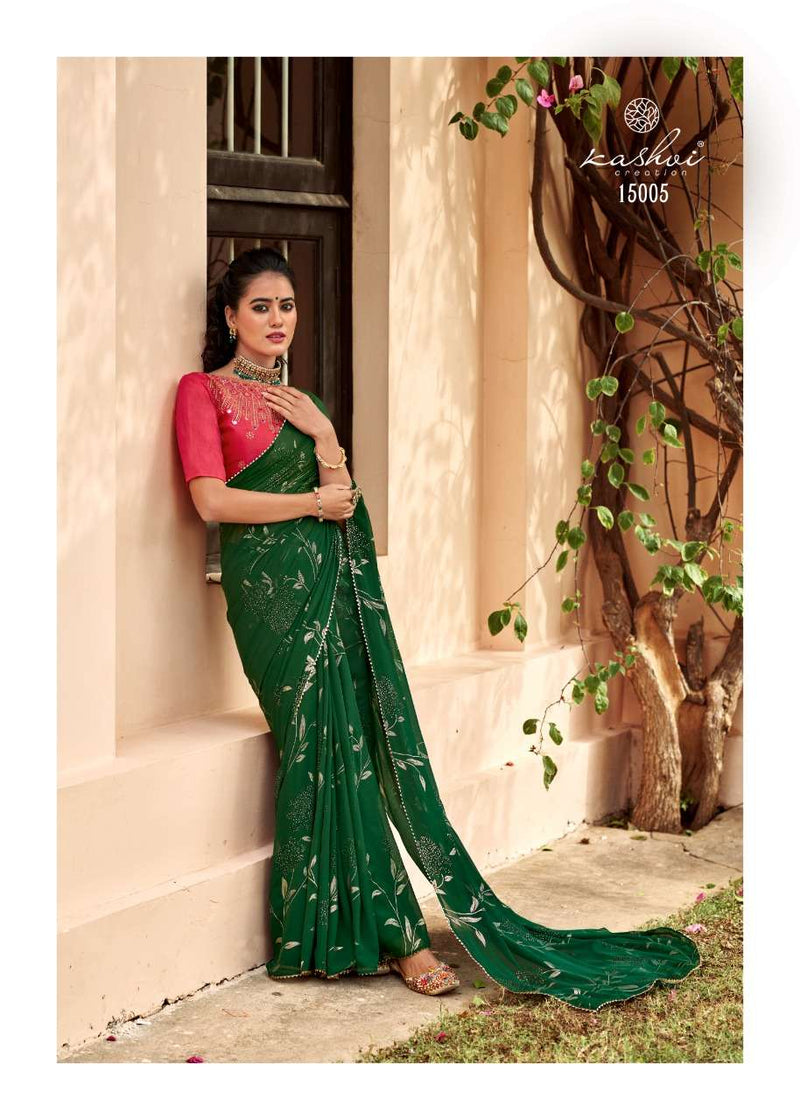 Kashvi Creation Amaira Fancy Party Wear Stylish Sarees With Gold Print