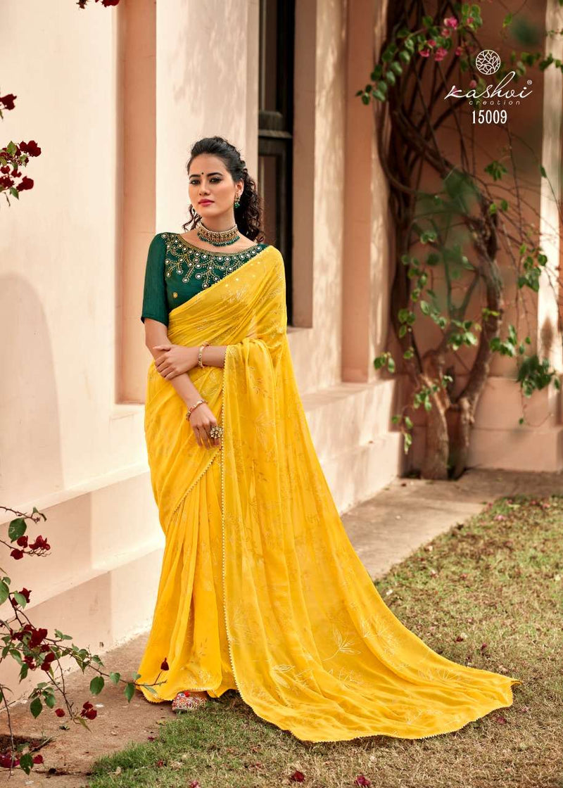 Kashvi Creation Amaira Fancy Party Wear Stylish Sarees With Gold Print