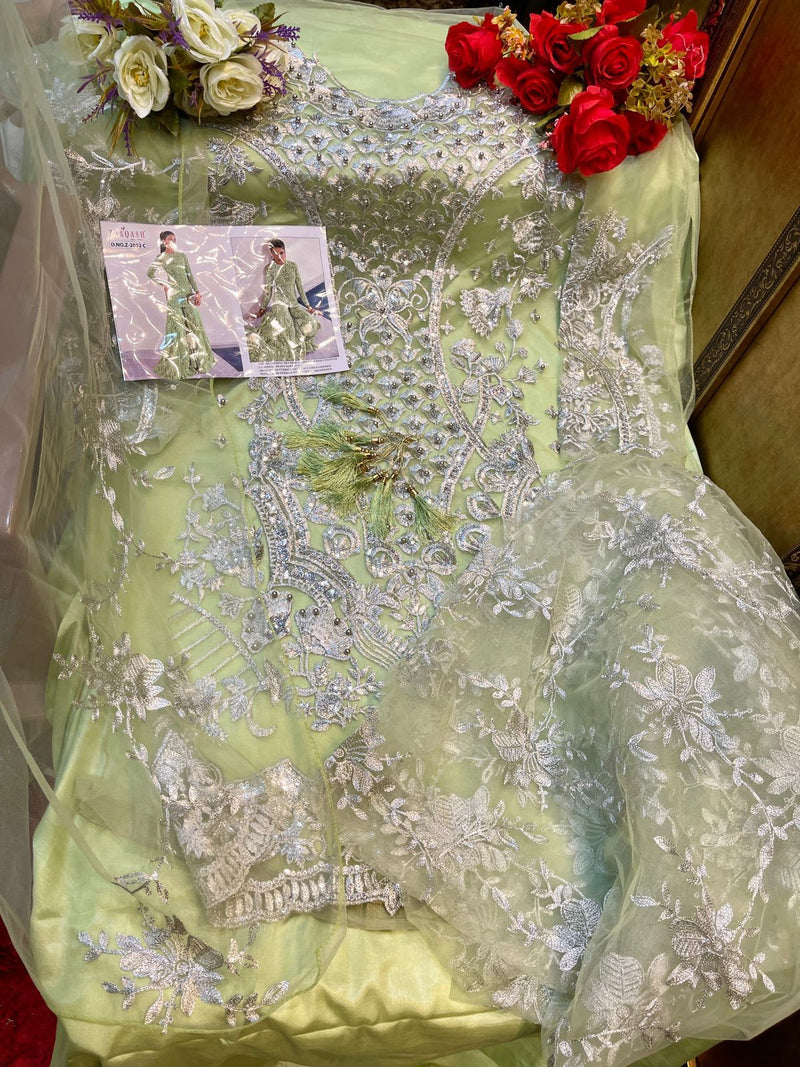 Zarqash Amalia Dn 2052 Butterfly Net With Heavy Embroidery Designer Sharara Salwar Suits