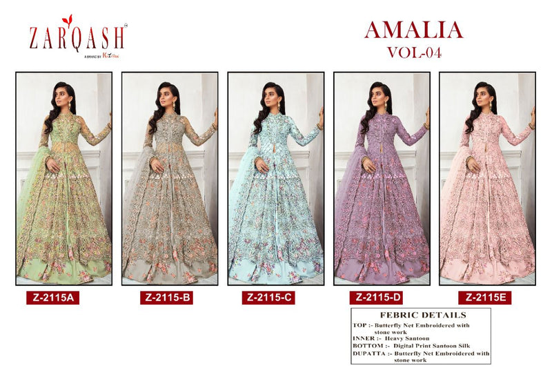Zarqash Amalia Vol 4 Butterfly Net Heavy Embroidered Designer Pakistani Style Wedding Wear Salwar Suits