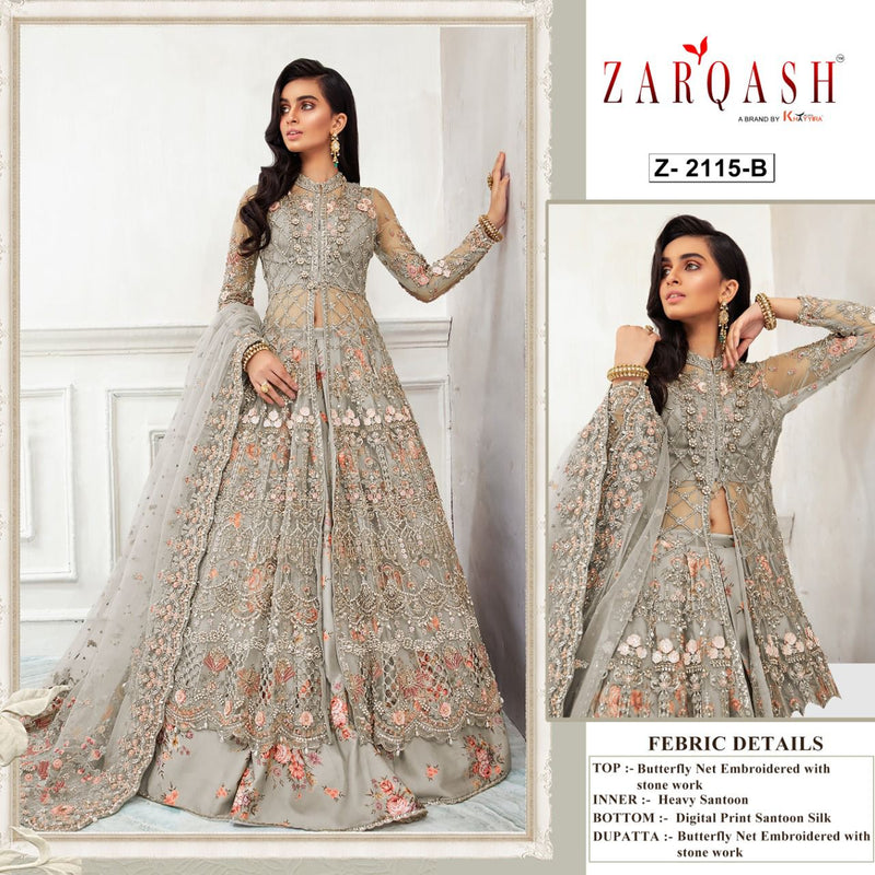 Zarqash Amalia Vol 4 Butterfly Net Heavy Embroidered Designer Pakistani Style Wedding Wear Salwar Suits