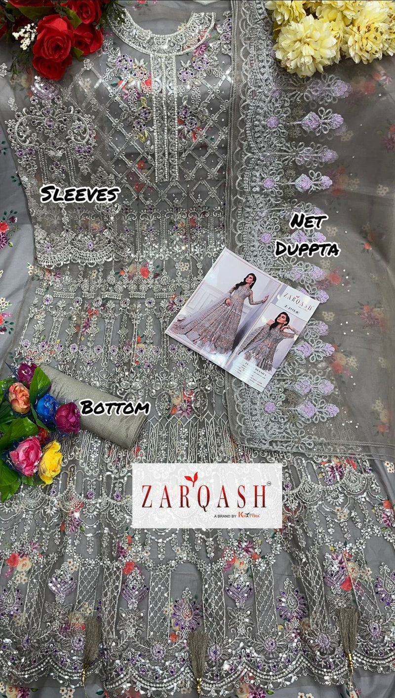 Zarqash Amalia Vol 4 Butterfly Net Heavy Embroidered Designer Pakistani Style Wedding Wear Salwar Suits