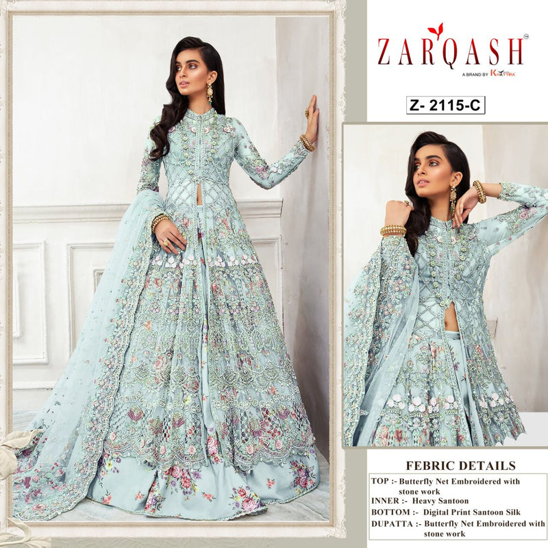 Zarqash Amalia Vol 4 Butterfly Net Heavy Embroidered Designer Pakistani Style Wedding Wear Salwar Suits