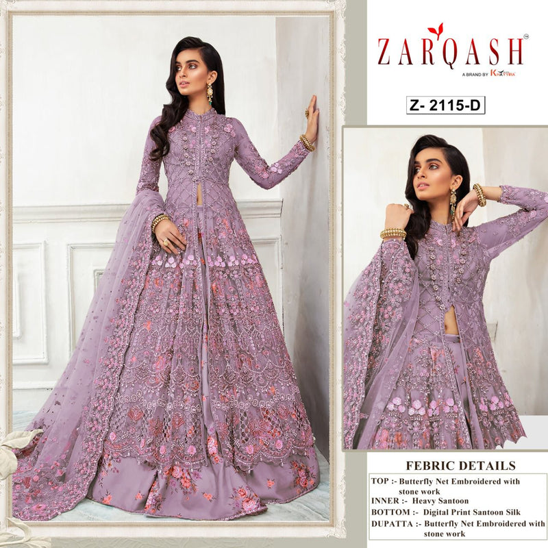 Zarqash Amalia Vol 4 Butterfly Net Heavy Embroidered Designer Pakistani Style Wedding Wear Salwar Suits