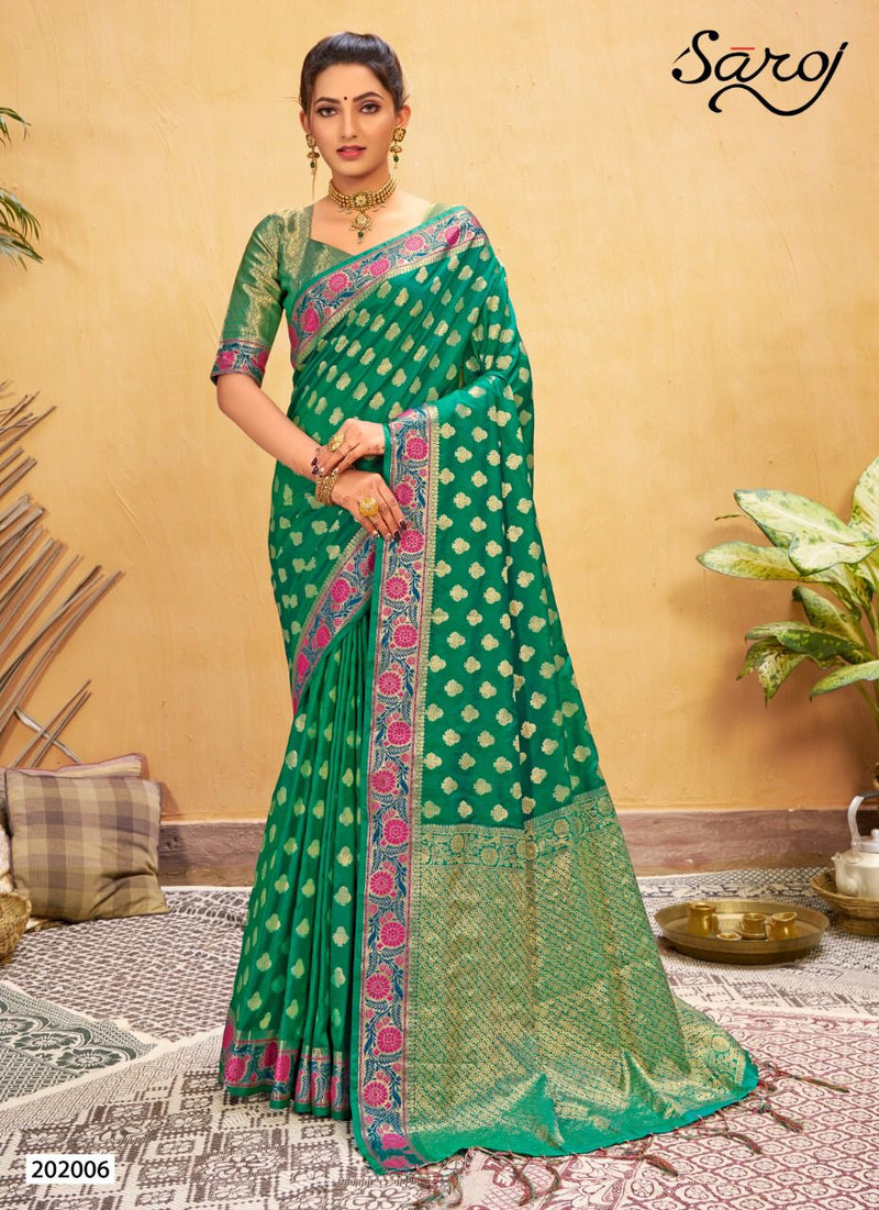Saroj Amayra Lichi Silk With Viscose Fancy Stylish Beautiful  Party Wear Sarees With Butti Work