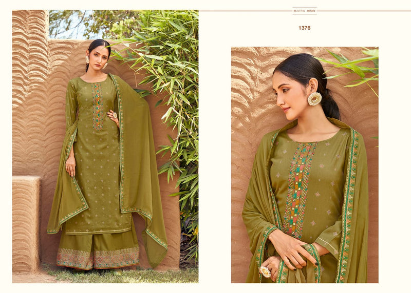 Rangoon Amber Jam Silk Print With Beautiful Embroidery Work Party Wear Designer Kurtis With Plazo & Dupatta