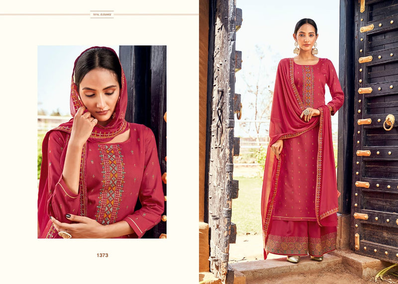 Rangoon Amber Jam Silk Print With Beautiful Embroidery Work Party Wear Designer Kurtis With Plazo & Dupatta