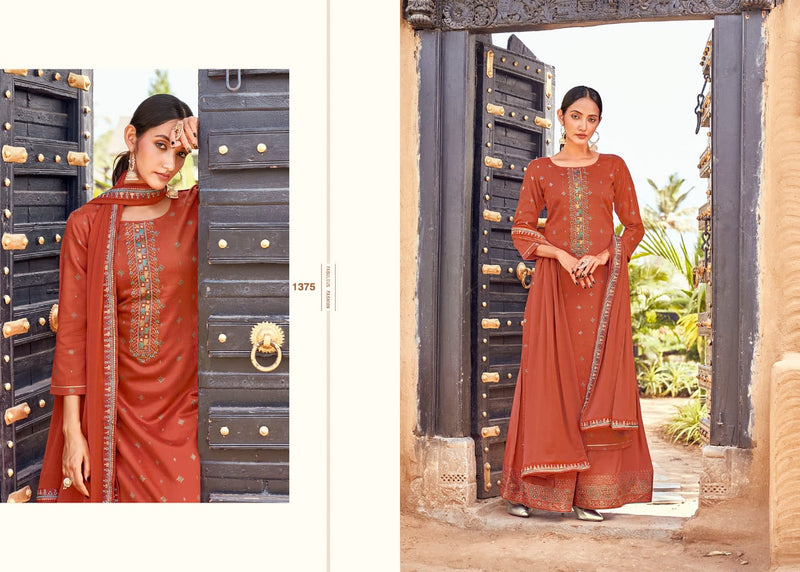 Rangoon Amber Jam Silk Print With Beautiful Embroidery Work Party Wear Designer Kurtis With Plazo & Dupatta