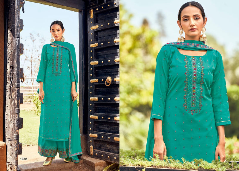 Rangoon Amber Jam Silk Print With Beautiful Embroidery Work Party Wear Designer Kurtis With Plazo & Dupatta