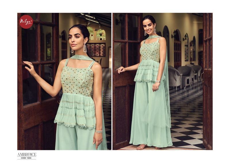 Lt Nitya Ambroice Georgette Ready Made Wedding Wear Sharara Style Salwar Suits