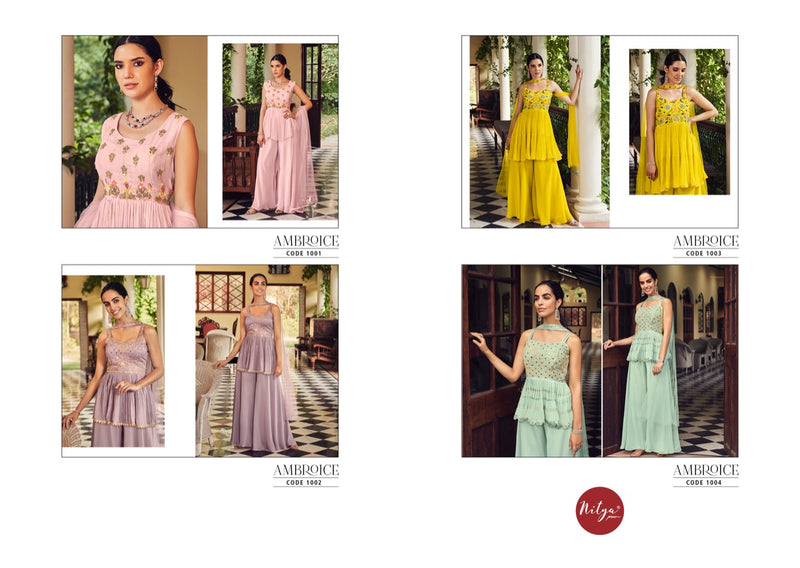 Lt Nitya Ambroice Georgette Ready Made Wedding Wear Sharara Style Salwar Suits