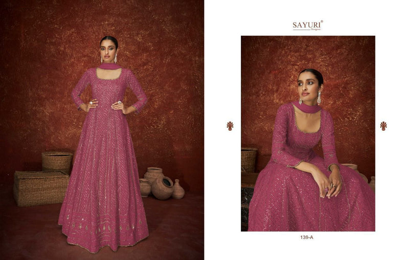 Sayuri Designer Ameera Solitaire Georgette Designer Ready Made Suits With Heavy Embroidery