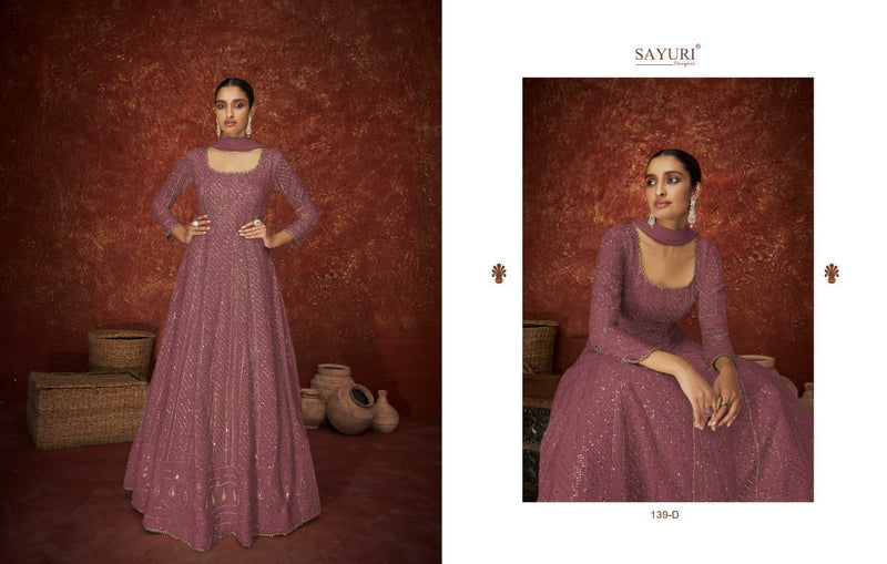 Sayuri Designer Ameera Solitaire Georgette Designer Ready Made Suits With Heavy Embroidery