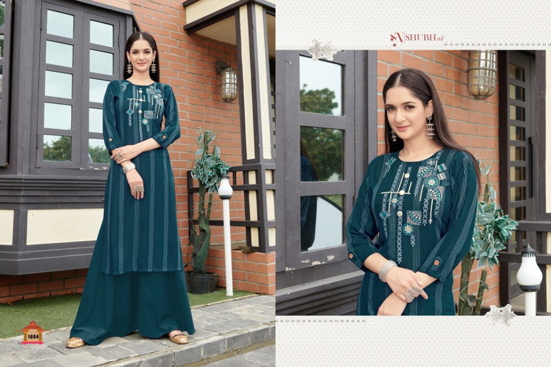 Shubh Nx Anamika With Linning Work Stylish Rayon Kurtis