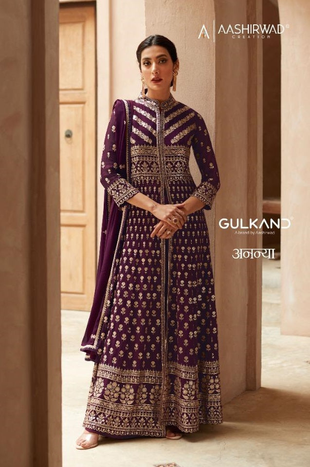 Aashirwad Creation Ananya Georgette Heavy Embroidery Work Fancy Designer Partywear Kurti