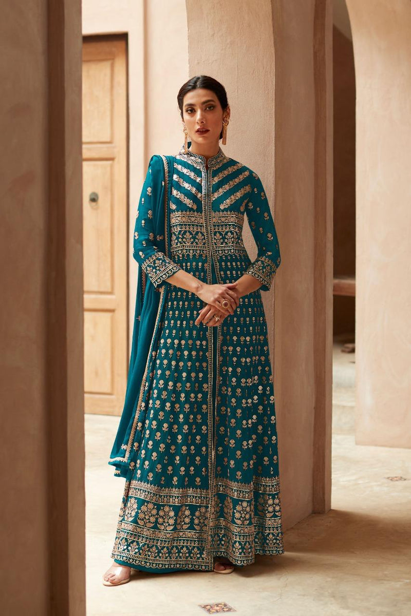 Aashirwad Creation Ananya Georgette Heavy Embroidery Work Fancy Designer Partywear Kurti