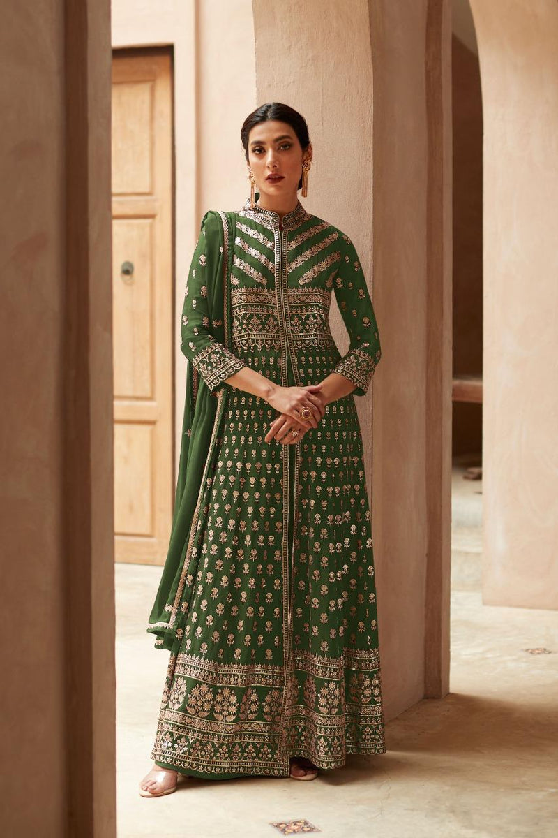 Aashirwad Creation Ananya Georgette Heavy Embroidery Work Fancy Designer Partywear Kurti