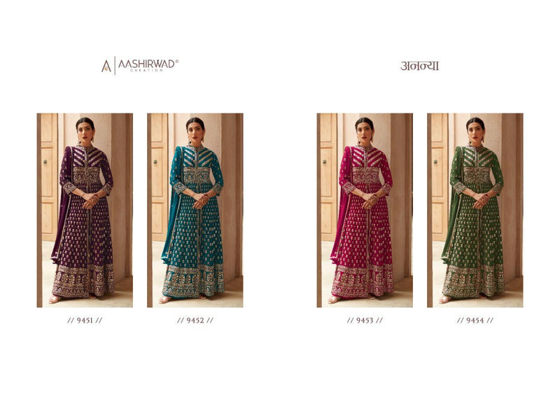 Aashirwad Creation Ananya Georgette Heavy Embroidery Work Fancy Designer Partywear Kurti