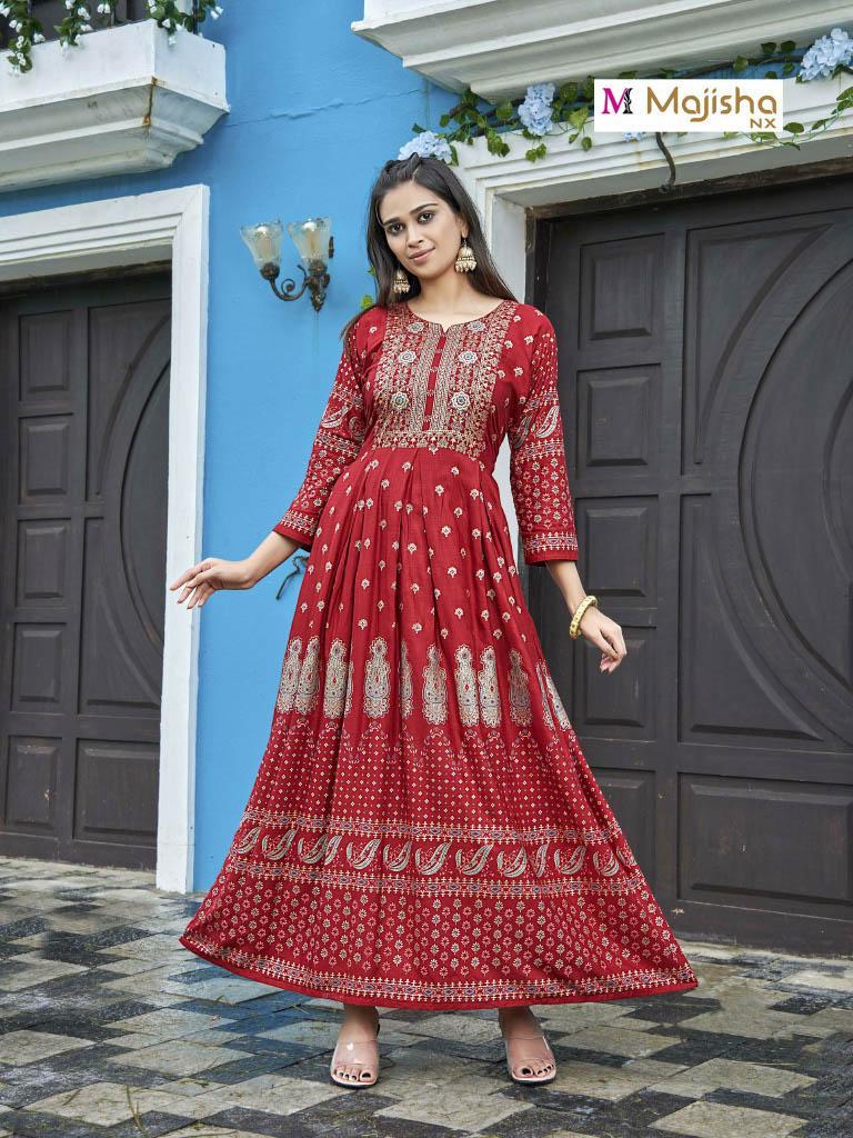 Majisha Angoori Vol 2 Rayon With Foil Printed Work Stylish Designer Casual Wear Kurti