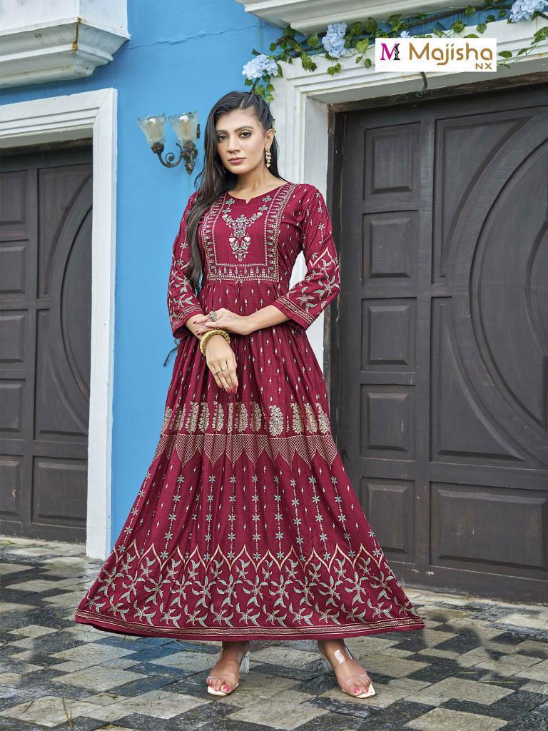 Majisha Angoori Vol 2 Rayon With Foil Printed Work Stylish Designer Casual Wear Kurti