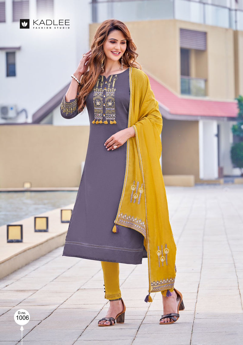 Kadlee Anupama Viscose Silk With Heavy Embroidery Work Stylish Designer Casual Fancy Kurti