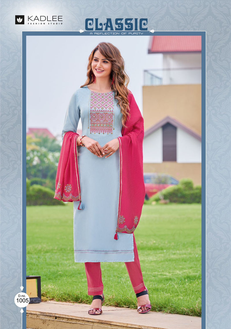 Kadlee Anupama Viscose Silk With Heavy Embroidery Work Stylish Designer Casual Fancy Kurti