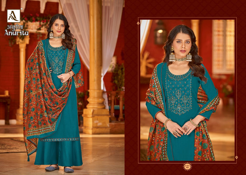 Alok Suit Anurita Jam Cotton With Neck Embroidery Work Stylish Designer Fancy Salwar Kameez