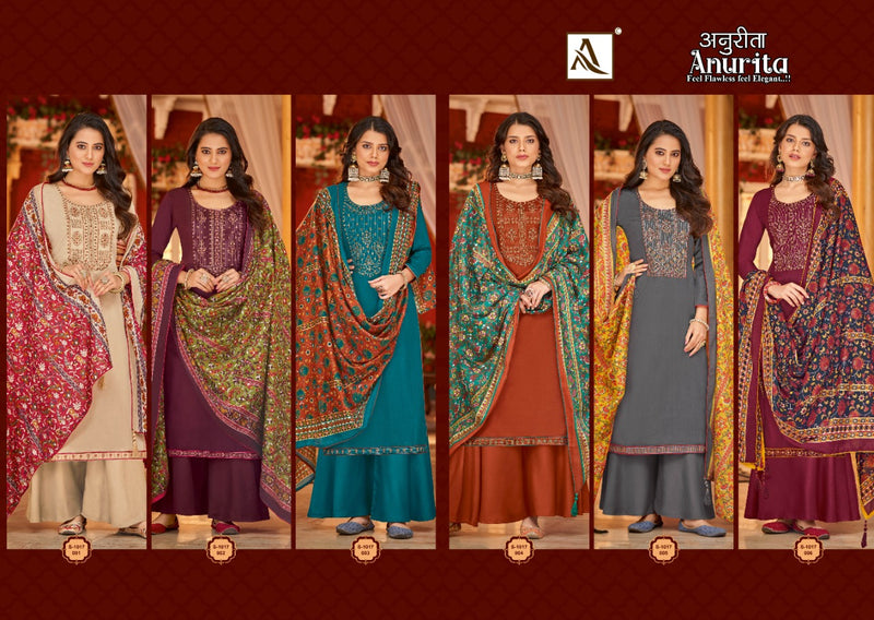 Alok Suit Anurita Jam Cotton With Neck Embroidery Work Stylish Designer Fancy Salwar Kameez