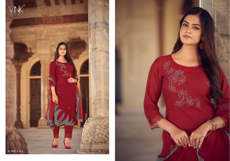 Vink Fashion Applique Viscose Beautiful Collections Of Party Wear Kurtis Combo Set