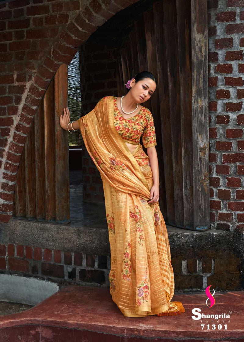 Shangrila Prints Apsara Sequins Fancy Weaving Party Wear Sarees With Beautiful Digital Prints
