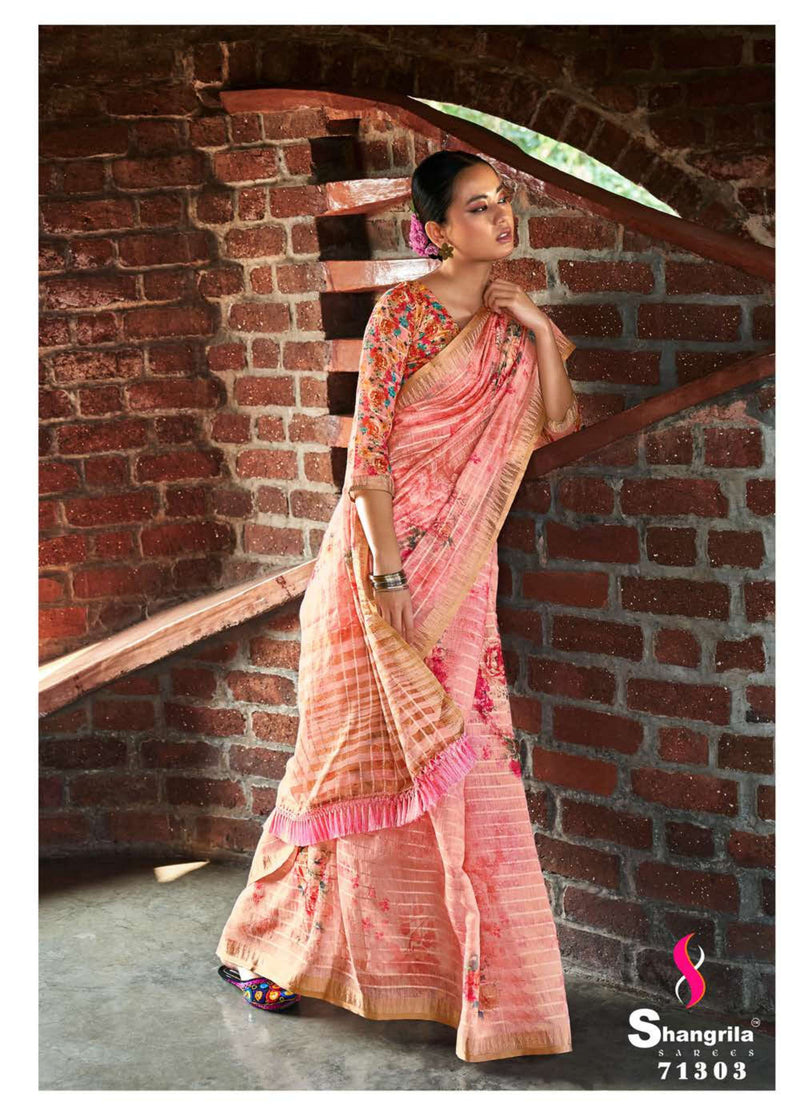 Shangrila Prints Apsara Sequins Fancy Weaving Party Wear Sarees With Beautiful Digital Prints