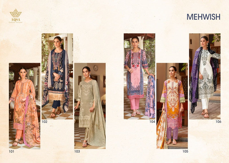 Aqsa Mehwish Cambric Cotton Pakistani Style Heavy Embroidered Party Wear Salwar Kameez