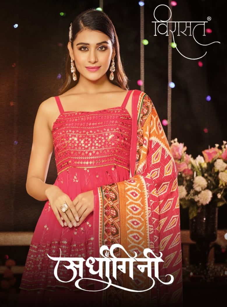 Virasat Ardhangini Georgette With Beautiful Embroidery Work Stylish Designer Festive Wear Fancy Long Kurti