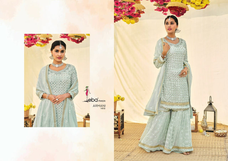 Eba Lifestyle Armani Vol 2 Dno 1410 Fox Georgette With Embroidery Work Stylish Designer Wear  Salwar Suit