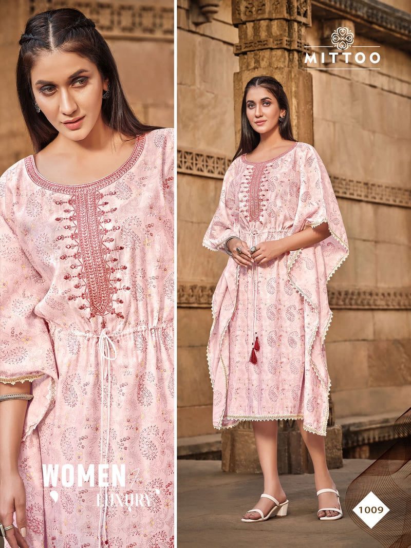 Mittoo Arohi Vol 2 Rayon Printed Fancy Stylish Party Wear Kaftans