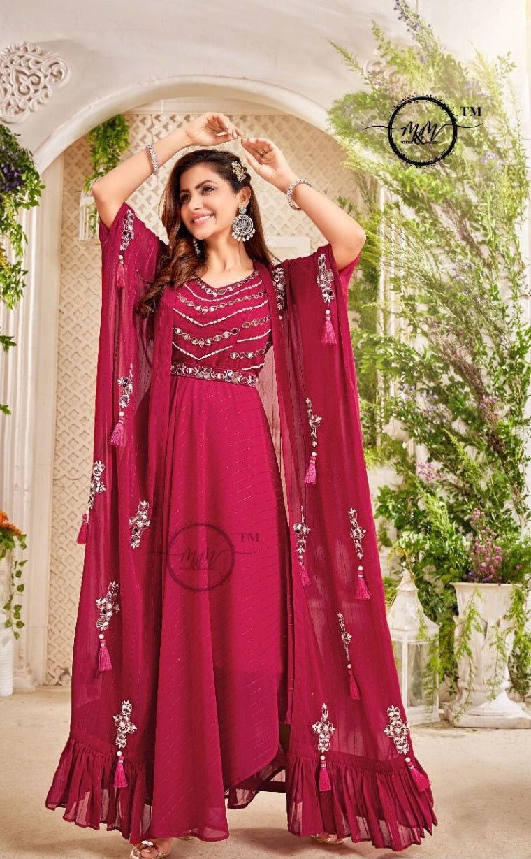 M & M Arzoie Vol 2 Georgette With Mordern Embroidery Work Stylish Designer Party Wear Kurti
